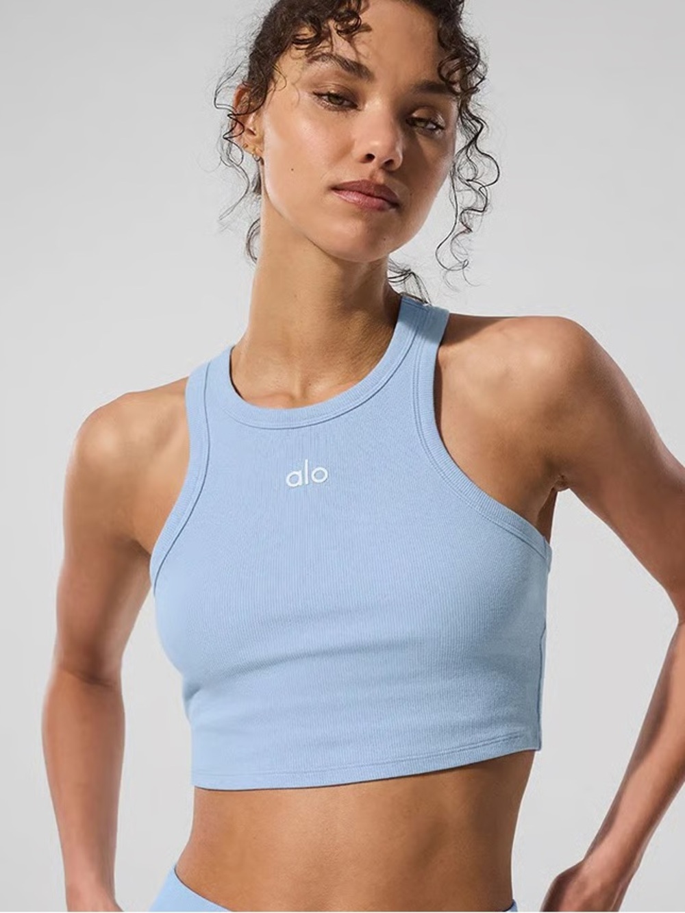 NWT Alo Yoga Aspire seashell blue tank size Small